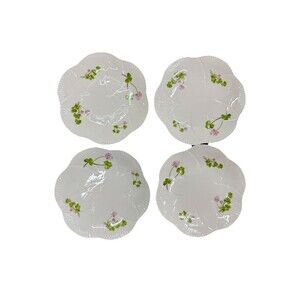 Set of 4 Gracie China by Coastline Floral Divided Plates Clover Pink Green Dis